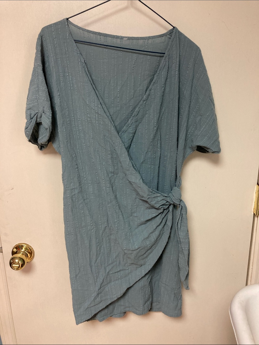 Slate Blue Wrap Short Dress